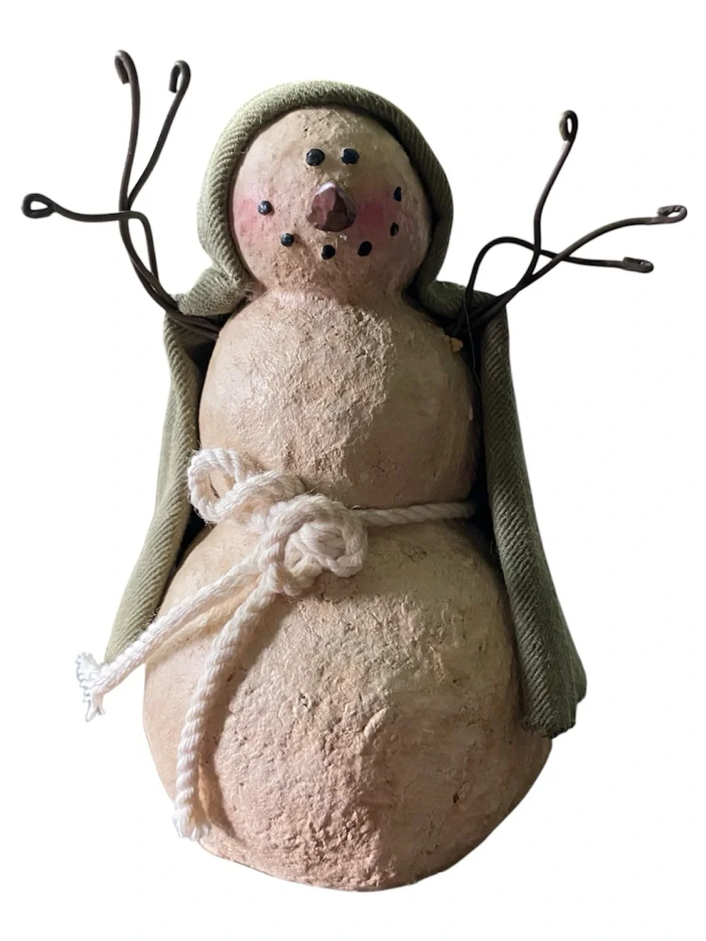 Primitive Snowman Nativity Set Handcrafted 3 Piece Set Rustic Folk Art Christmas